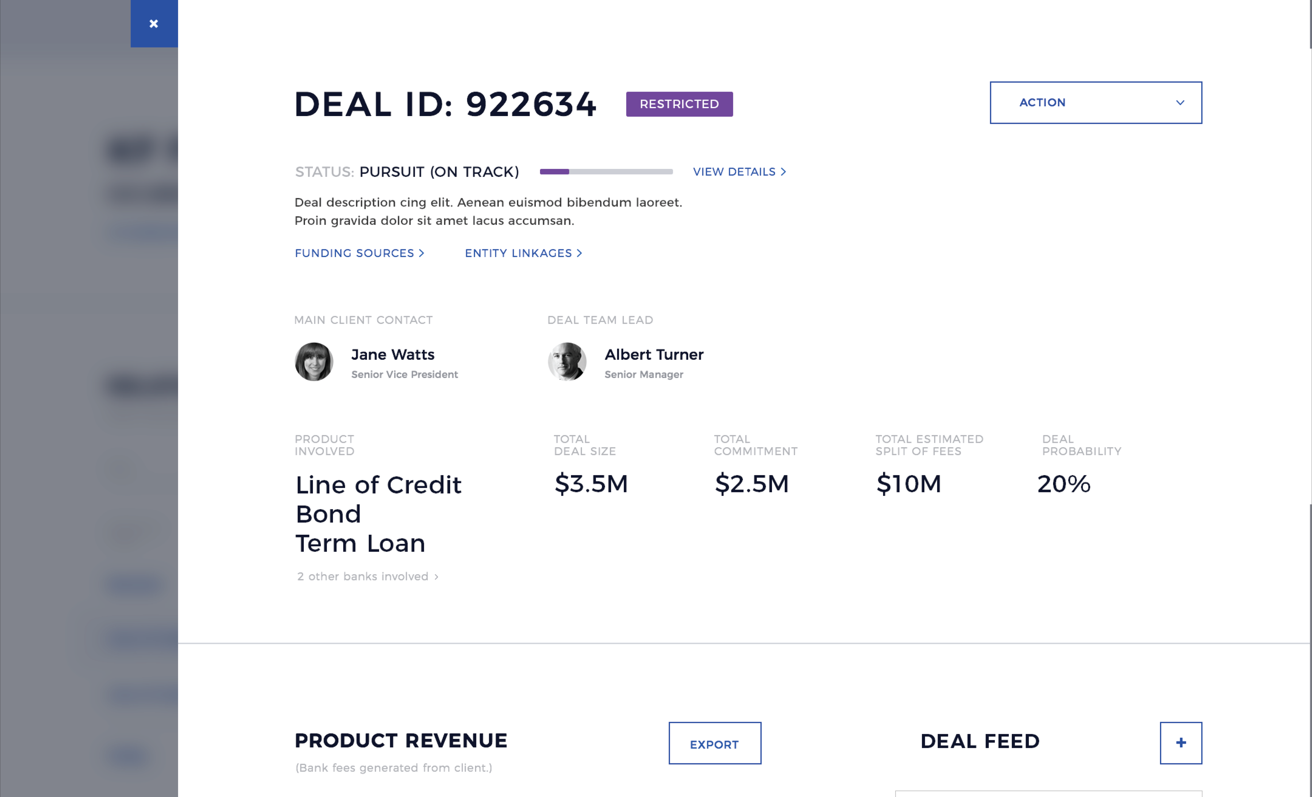 Visual design for a dedicated Deal 360 pursuit view