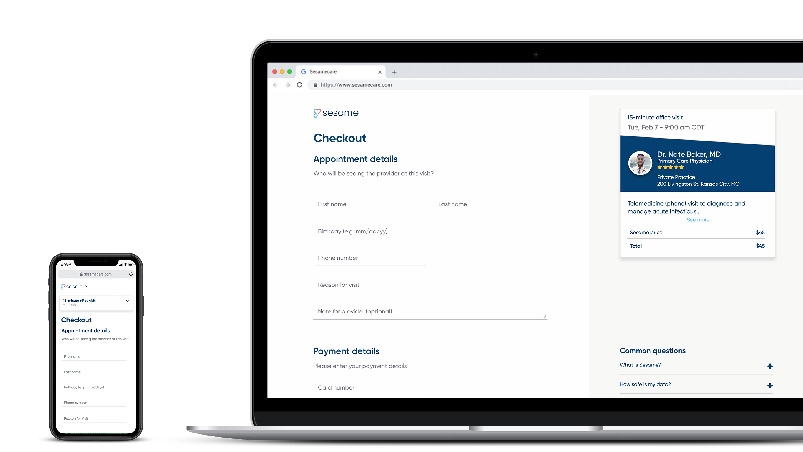 Sesame checkout before the persistent shopping basket was added